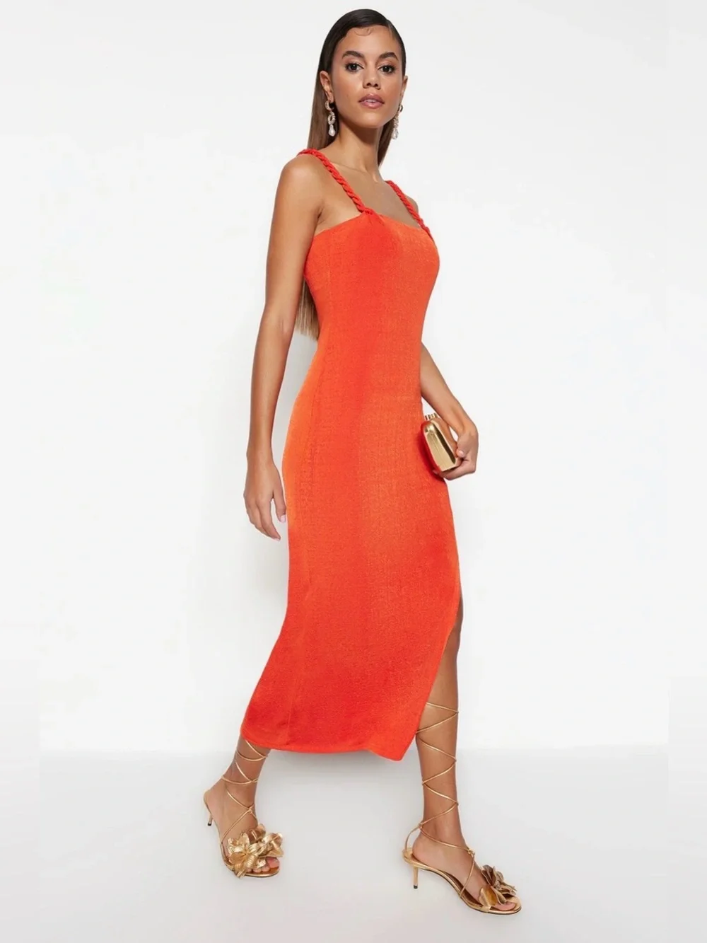 Boutique Vibrant Orange Maxi Dress